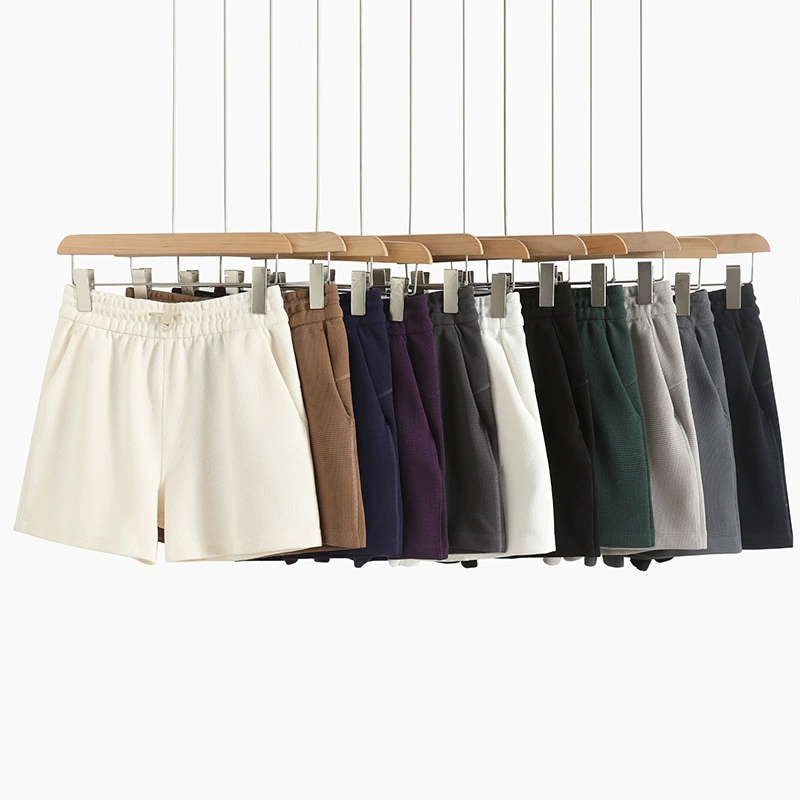 U Вафли сплошного цвета, дикий отдых! Простой базовый женский свободный плюс размер повседневные шорты