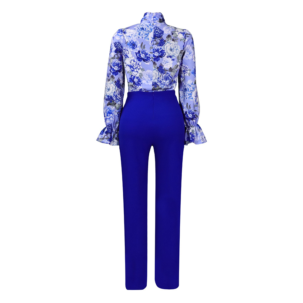 camicie a maniche lunghe stampate casual di grandi dimensioni e pantaloni a gamba larga set due pezzi transfrontalieri_voghion.com