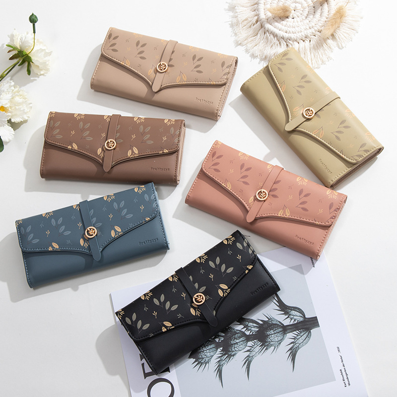 Women's Leaves Pu Leather Buckle Wallets display picture 1