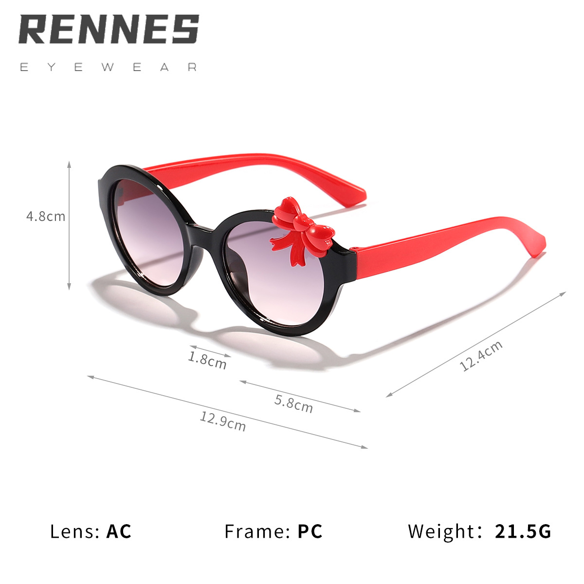 Nuevas gafas de sol transfronterizas de color caramelo con lazo, linda tendencia para bebés, gafas de sol para exteriores con marco redondo de moda