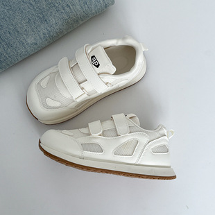 2025 White Shoes for Women Summer Korean Style Velcro Female Students Casual Mesh Versatile Sneakers Street Shooting Yuanbo 2805