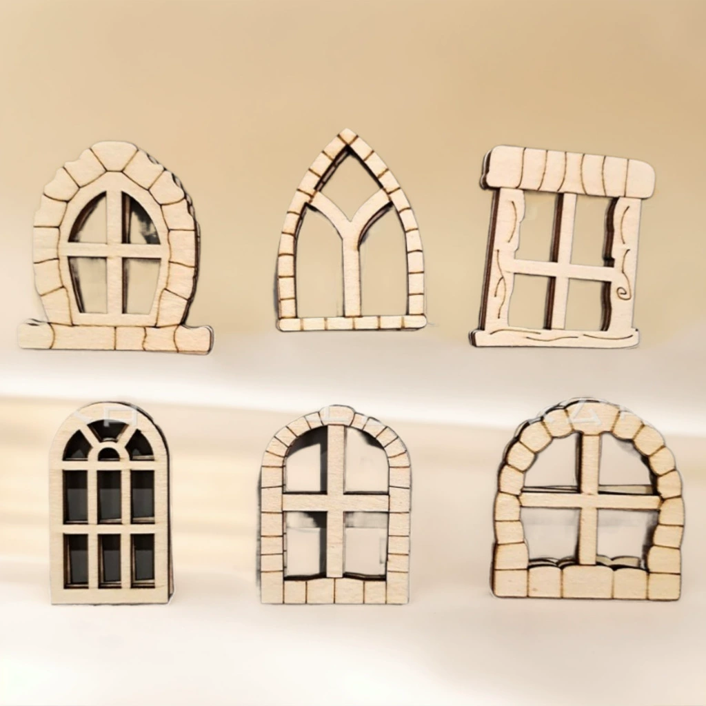 Wooden Fariy Door бревна Фея Двери Сад Двери Мини-окна DIY Незавершенные Фея Аксессуары для окон