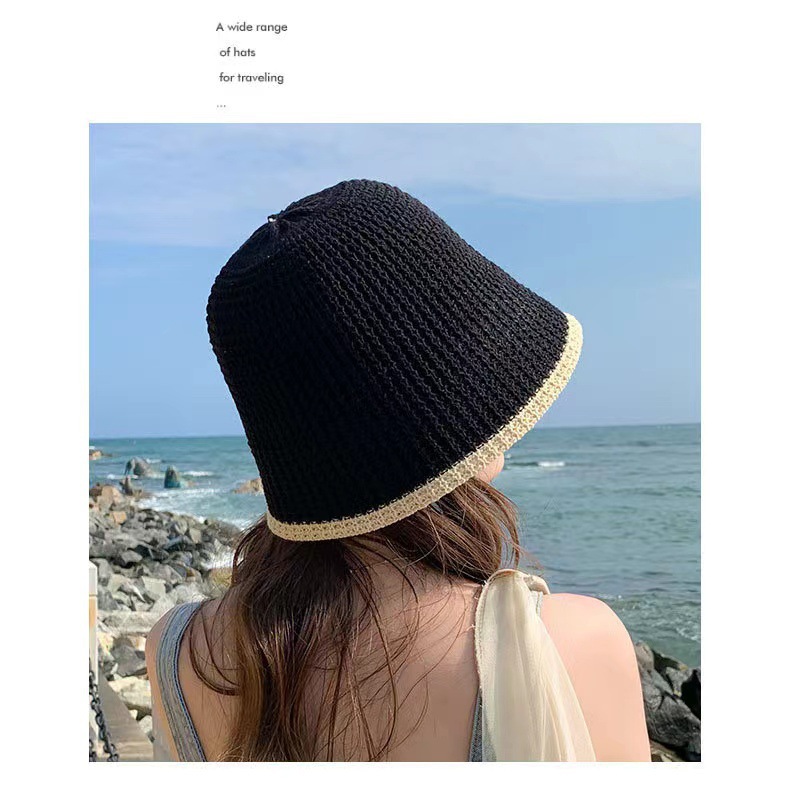 Nouveau bonnet de bassin à la mode, pliable et minimaliste, chapeau de seau d'eau, pare-soleil tricoté, petit bord, respirant et protection solaire, chapeau de pêcheur_voghion.com