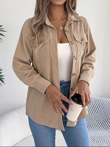 Linen-blend button-up shirt long sleeve women's high quality autumn new simple commuting casual outerwear