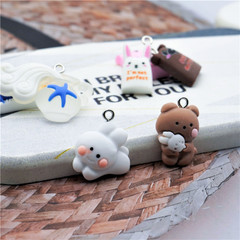 卡通幾何切面公仔動物鑰匙扣創意兔子可愛小熊汽車包掛件配件