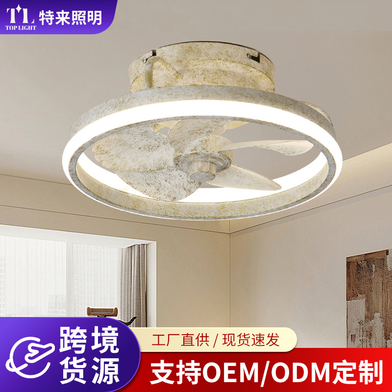 Luz de ventilador de techo de ABS, luz de 3 colores, control remoto de 6 velocidades, para sala de estar y dormitorio