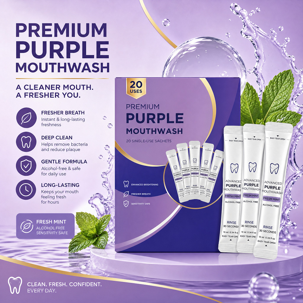 Cross-Border Hot-Selling Product: Purple Portable Mouthwash, Refreshing Mint for Cleaning the Mouth, Refreshing and Comfortable Breath Mouthwash