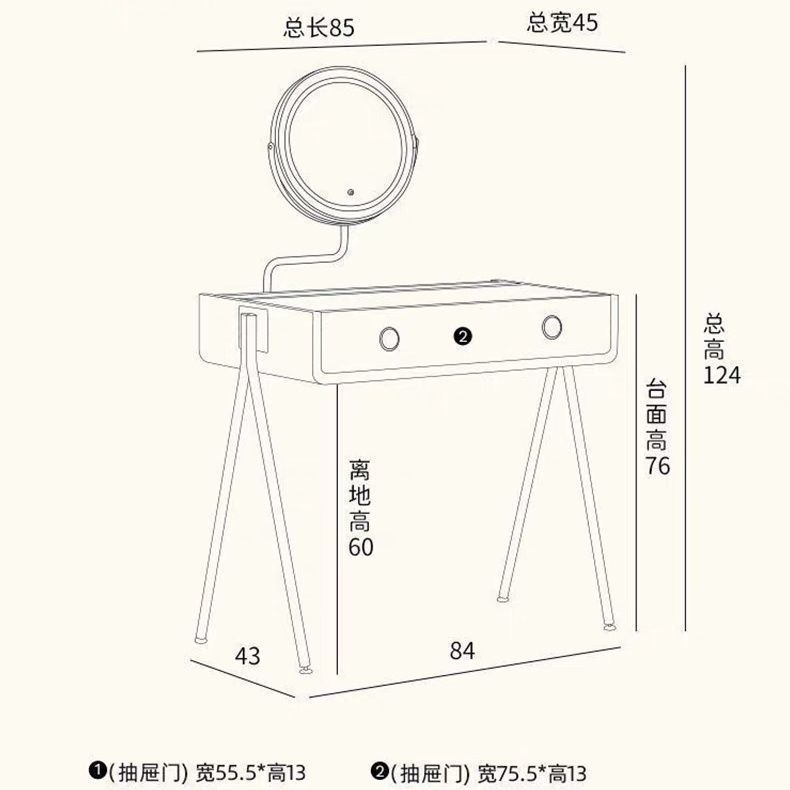 北欧实木梳妆台中古原木卧室化妆法式复古小户型储物化妆台日式|undefined