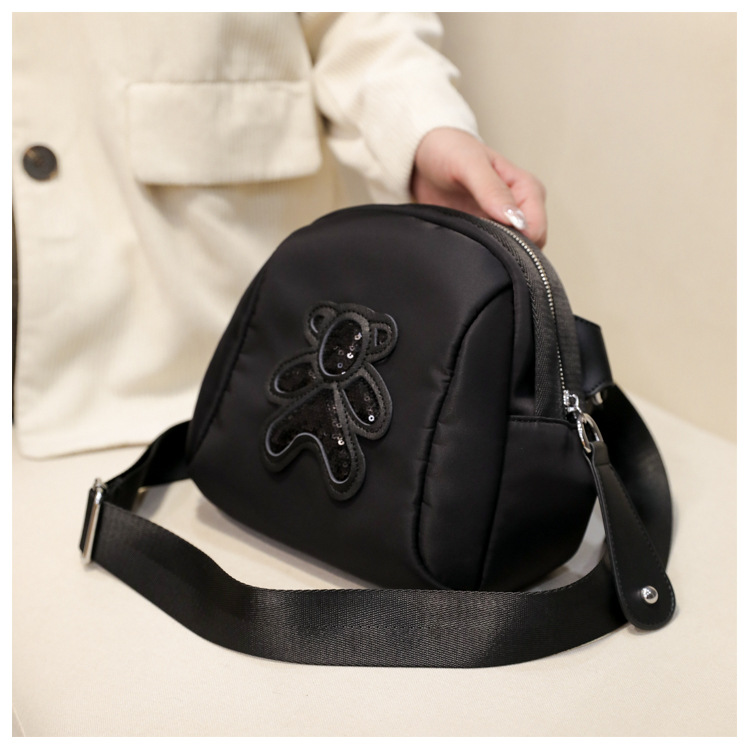 commuter leisure bear sequined Oxford cloth bag crossbody bag chest bag shell bag_voghion.com