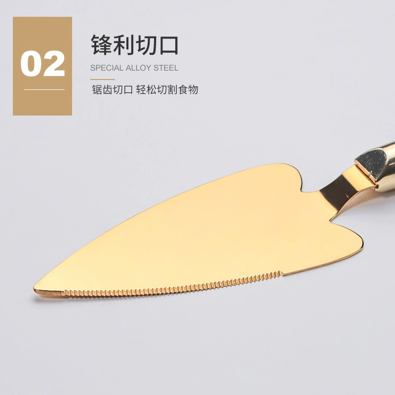 Краевая инструмент из дерева с золотистой ручкой Yangjiang, нож для кремового торта, нож для пиццы, лопата свадебного набора, фруктовый нож, хлебный нож