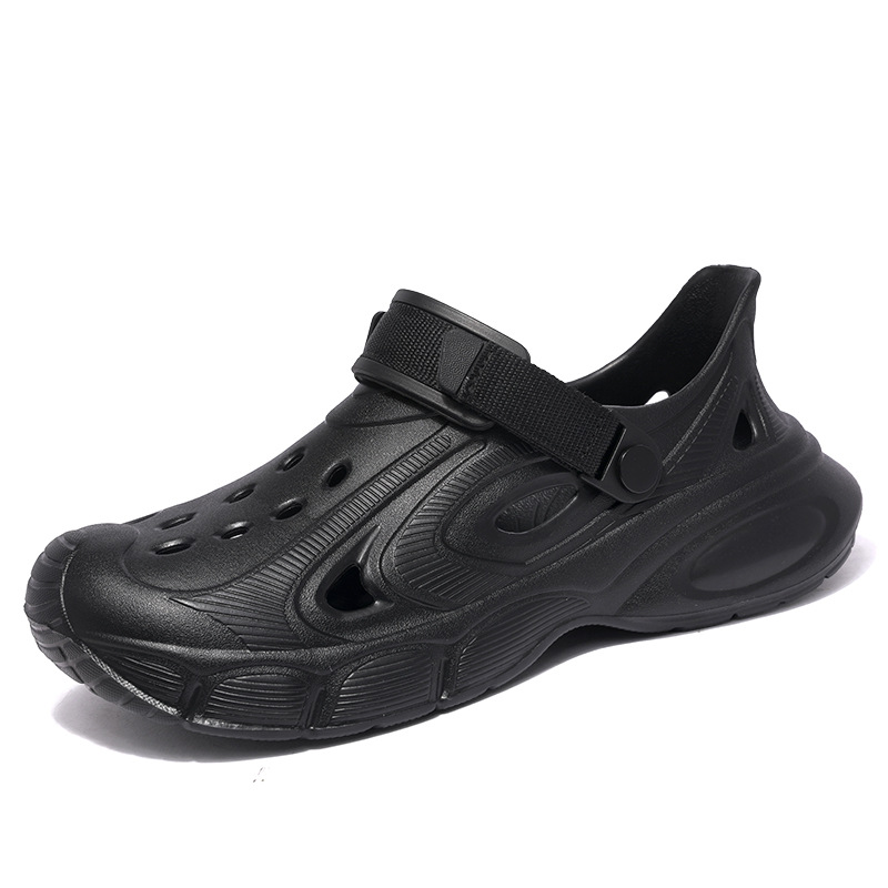 Zapatos de agujero de hombre 2025 verano nuevo estilo de arena al aire libre trawl de playa con suela gruesa interior antideslizante de dos usos zapatos de agujero para el cabello