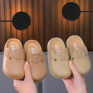 New Style Slip-on Lazy Slippers Women's Middle and Large Children's Outer Wear Half Slippers Baotou Boys and Girls Parent-child Children's Birkenneth Shoes