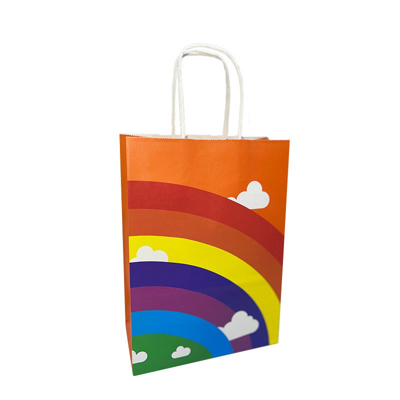 Transfronterizo Nuevo Arco Iris bolsa de embalaje de papel Kraft tuerca snack regalo embalaje bolsa de papel leche té ropa regalo portátil