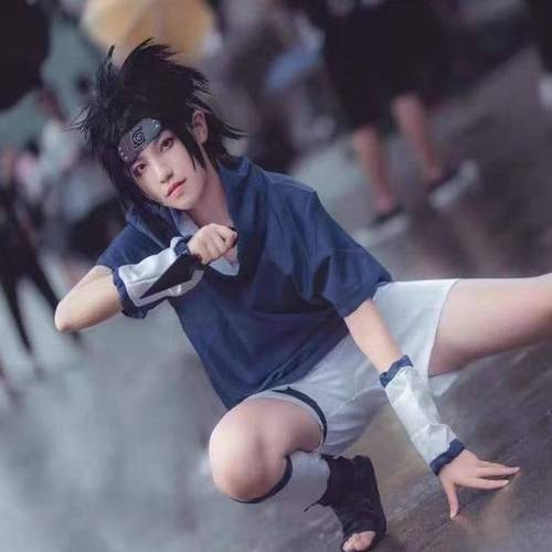 Wholesale Naruto Uzumaki Shippuden Himawari Ninja Mask Cosplay Anime Performance Costume Sasuke Teenager Set