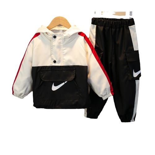 Boys check suit  spring and autumn new style children's trendy and cool sports two-piece set boys' fashionable clothes foreign trade