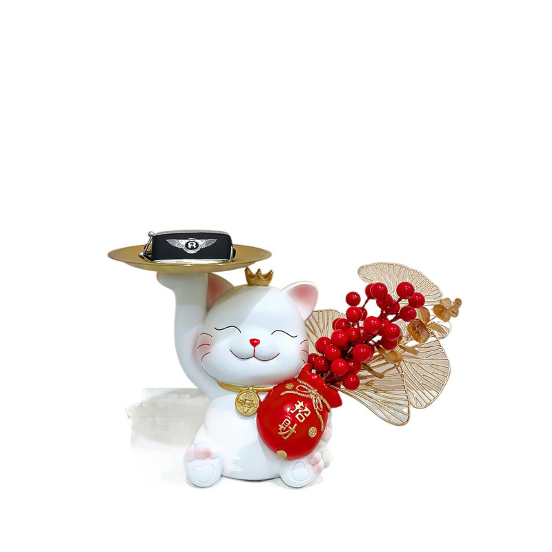 새로운 크라운 루시 고양이 트레이 고양이 가방 빨간 과일 장식품 입구 키 저장 거실 와인 캐비닛 장식