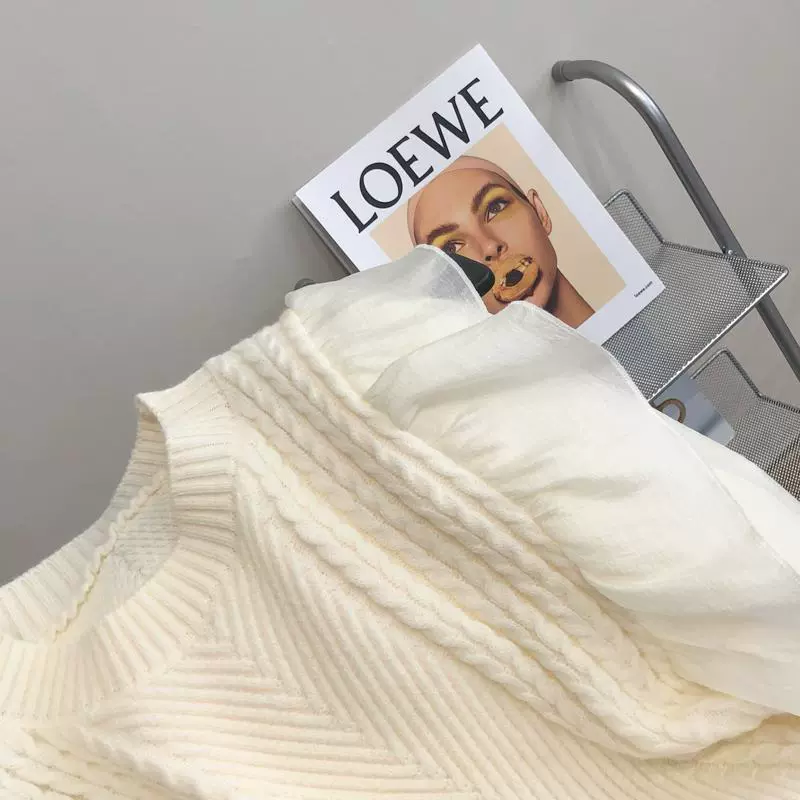 Хлопковый трикотажный весенний свитер из шифона для подростков, oversize