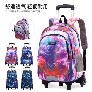 Natural Fish Primary and Middle School Students Pull-rod Schoolbag Lightweight Large Capacity Multi-layer Breathable Cross-border Explosive Hair-generation Available Small Bag