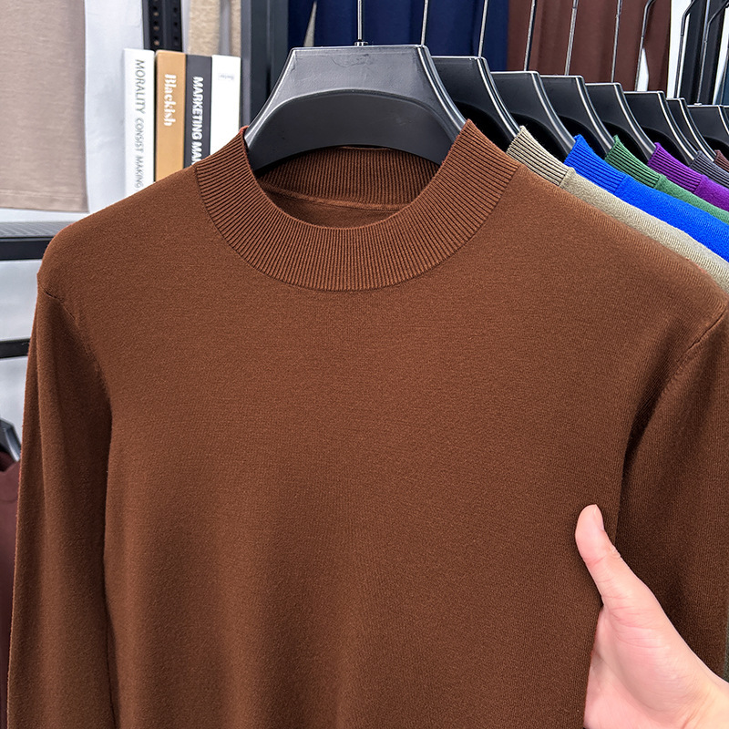 New Men's Sweater Knit Pullover Crew Neck Base Shirt for Spring, Autumn, and Winter, Slim Fit Versatile Long Sleeve Thick Style New Men's Sweater Knit Pullover Crew Neck Base Shirt for Spring, Autumn, and Winter, Slim Fit Versatile Long Sleeve Thick Style