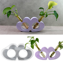 得意洋洋diy二连双心水培试管花瓶硅胶模具立体插花摆件滴胶模具