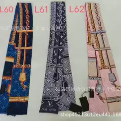 Cross-Border Long Narrow Small Silk Scarf Factory Scarf All-Season Ribbon Versatile Hairband Bag Scarf Ribbon Pure Silk Small Silk Scarf