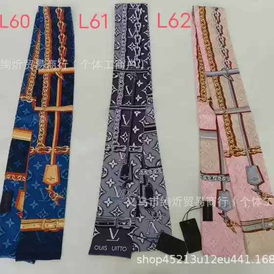 Cross-Border Long Narrow Small Silk Scarf Factory Scarf All-Season Ribbon Versatile Hairband Bag Scarf Ribbon Pure Silk Small Silk Scarf