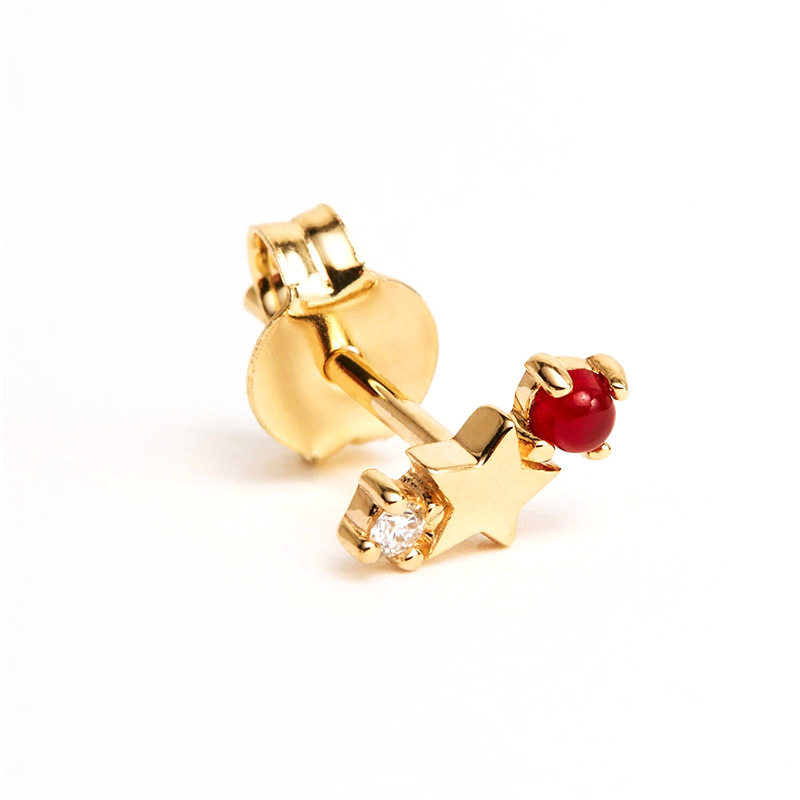 4g Weight Zircon Inlay Material Ear Studs Classification Daily Occasion 925 Sterling Silver Material Star Pattern Women'S Gender Plating Design Simple Style Style 925 Sterling Silver Zircon 925 Sterling Silver Earrings Star Ear Studs 14
