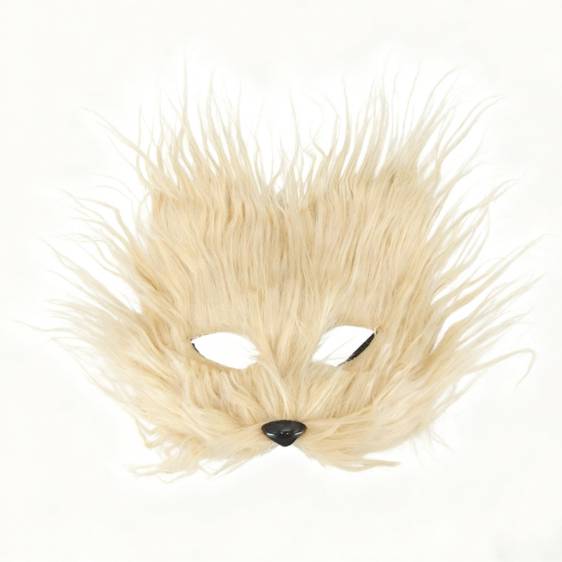 Cross-border nuevo zorro peludo largo cara de gato mitad cara máscara de gato de fuego máscara sexual interesante máscara de cara completa Halloween