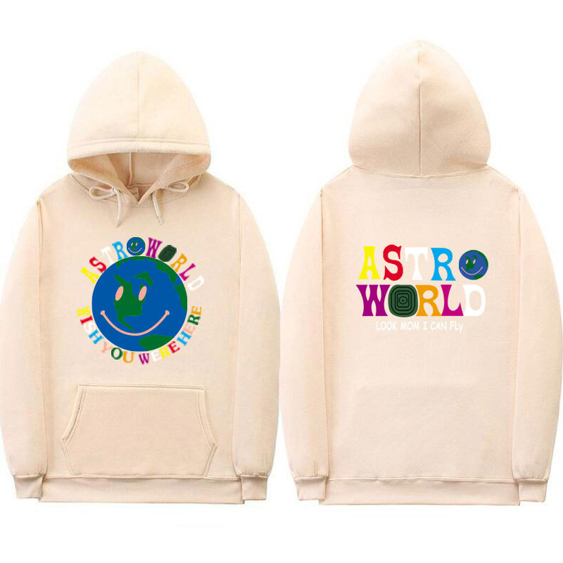 European and American TRAVIS SCOTT ASTROWORLD Hooded Sweater Men's and Women's Smile Earth Sweatshirt Jacket List