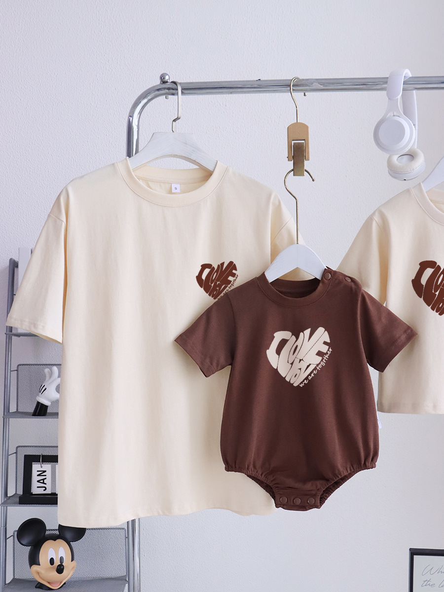 Ins Korean-style Parent-child Parent-child Parent-daughter Small-month-old Baby Family of Four Mother and Child High-end Fried Street Short-sleeved T-shirt