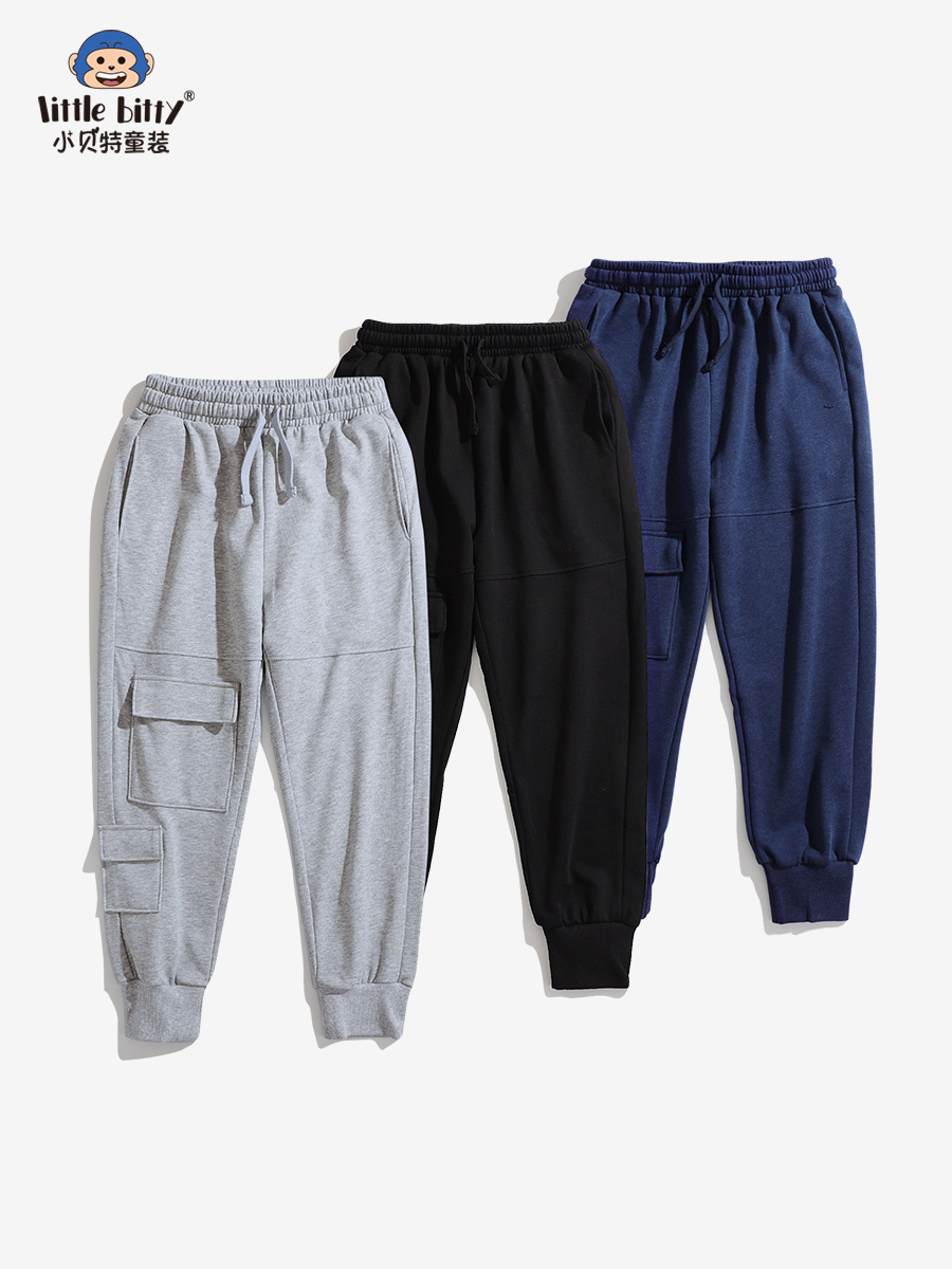 New 2024 Spring and Autumn Casual Sports Cargo Pants for Older Children, European and American Style Trendy Cool Sweatpants for Boys