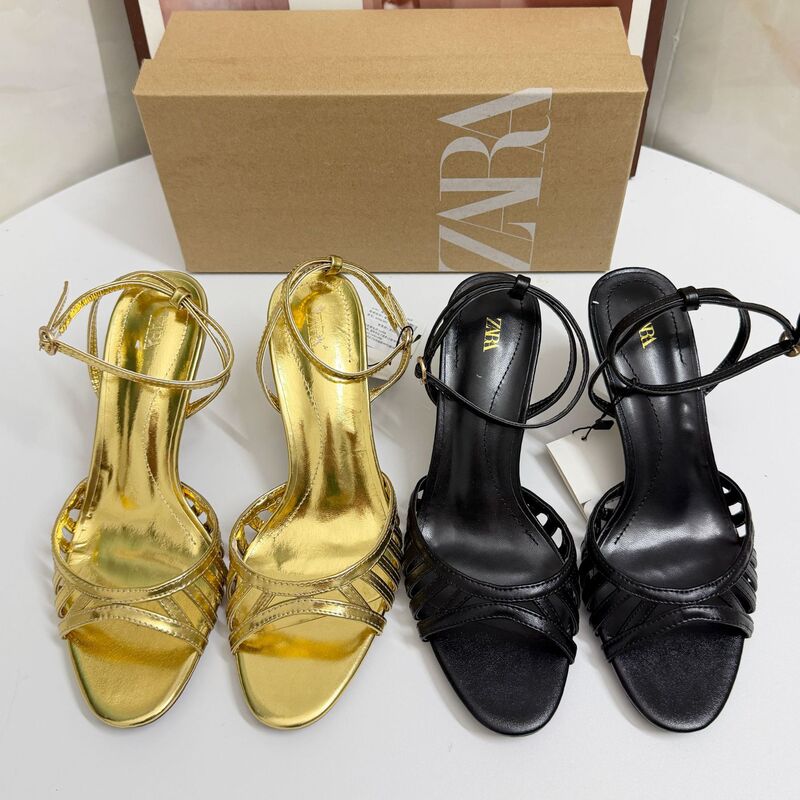 Za Cross-Border Independent Site Ins Fashion Runway Style Electroplated Heel Steel Heel Single Strap Simple Open-Toe Women's Sandals Za Cross-Border Independent Site Ins Fashion Runway Style Electroplated Heel Steel Heel Single Strap Simple Open-Toe Women's Sandals