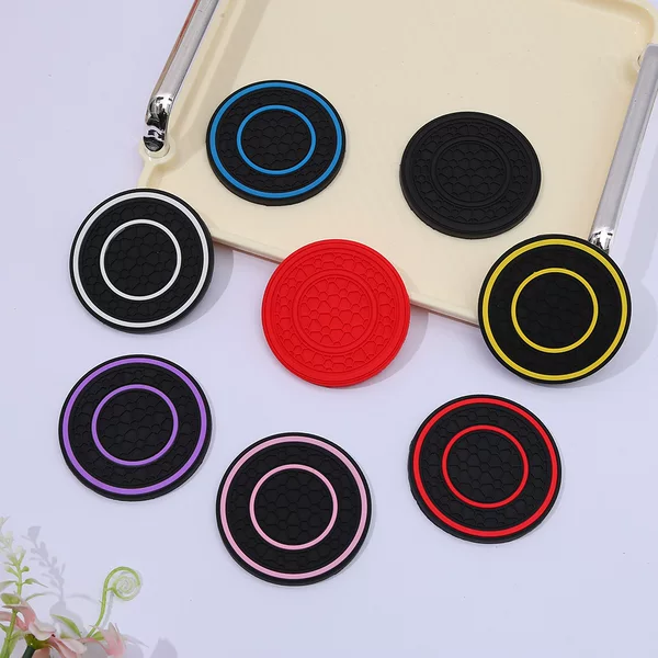 New Double-Circle Honeycomb Round Heat-Insulating Silicone Coaster, Anti-Scald and Anti-Slip Mat, Easy to Clean, Durable Car Coaster