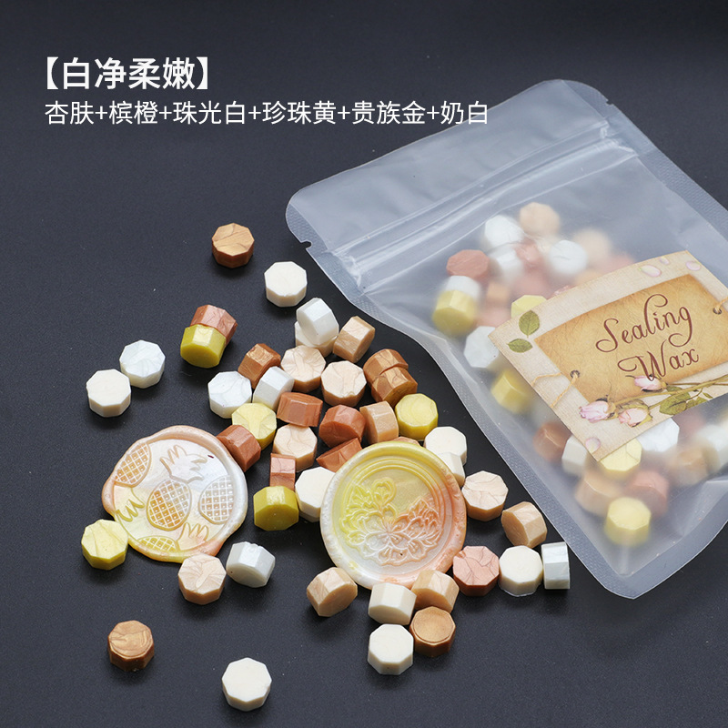 Ocho-lado fuego pintura cera grano mezclado color 35g bolsa de embalaje fuego pintura cera sello al por mayor sobre DIY mano cuenta de sellado Uso de cera