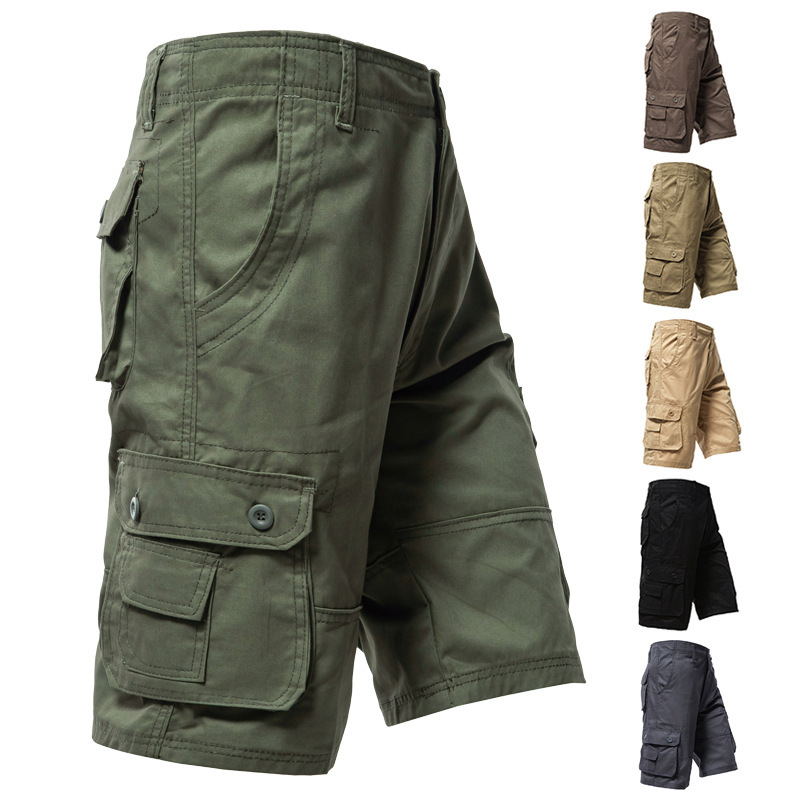Men's Solid Color Cargo Casual Shorts Summer New Loose Fashion Multi-Pocket Versatile Single Pants for Export