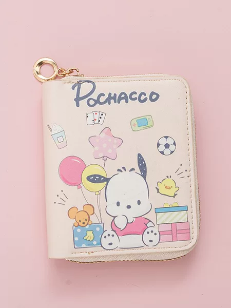 New Cute Korean Style Puppy Coin Purse, Compact Cartoon Anime Short Zipper Wallet Card Holder for Female Students