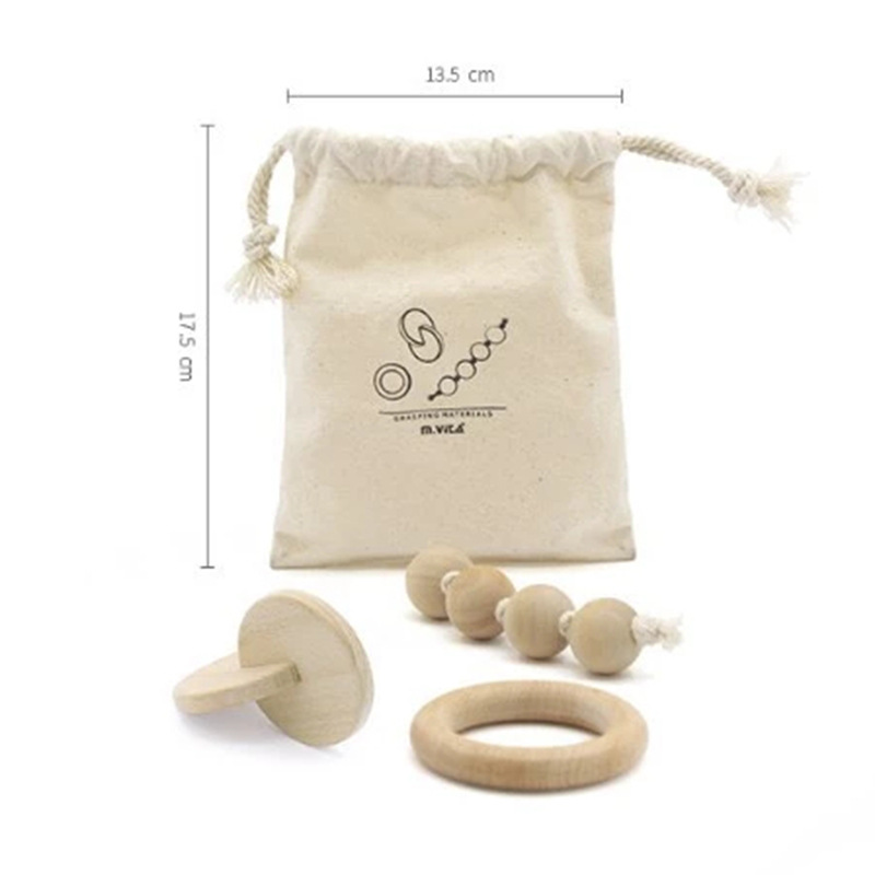 Material didáctico Montessori, kit sensorial de madera de haya para la coordinación ojo-mano, juguete educativo con cuentas, anillos, huevera