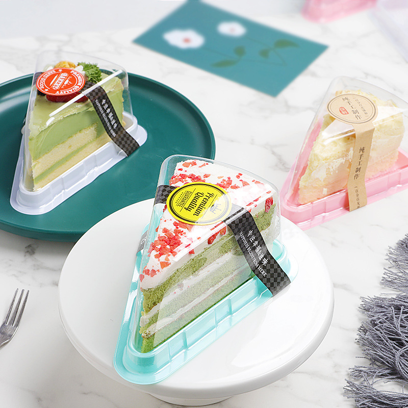 三角千层蛋糕切块打包盒子6寸8寸慕斯切件盒一次性透明加厚包装盒