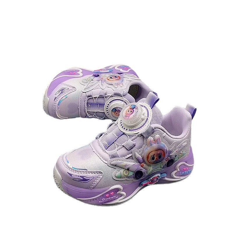 27-32 Tamaño de zapatos deportivos de piel de oso para niños zapatos de correr de primavera zapatos de botón de tela