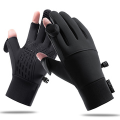 Cycling gloves men's winter Q243 outdoor cycling non-slip two-finger touch screen cross-border thickened warm cycling gloves