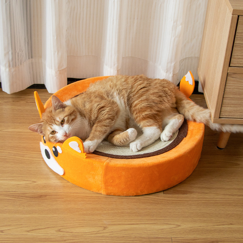 Tablero de agarre de gato redondo grande, garra de afilado de sisal, sin caspa, nido de garra de gato, nido de gato resistente al desgaste y resistente a la captura