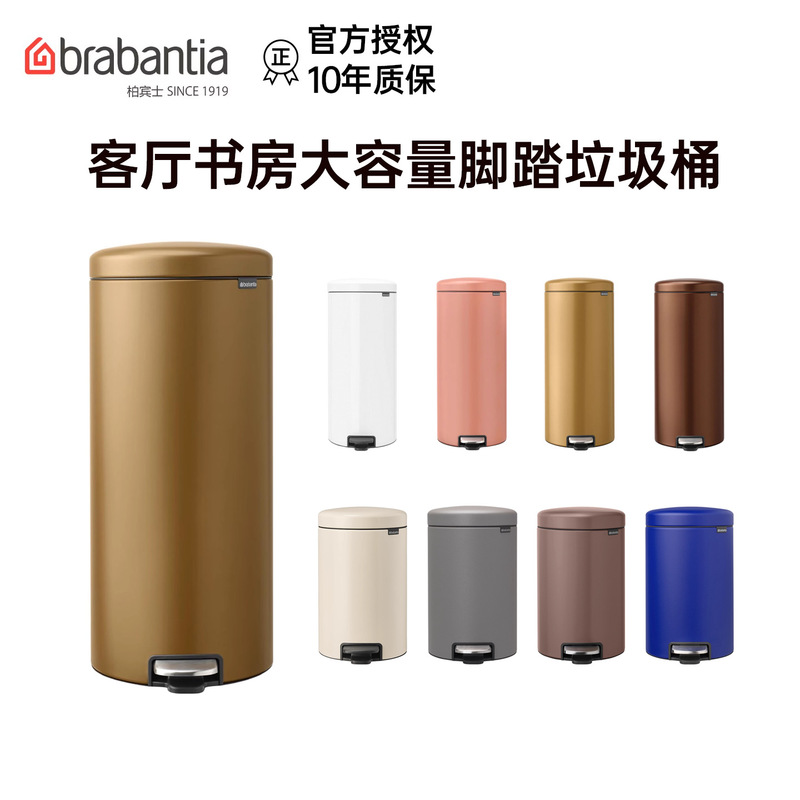 Brabantia Pedal Trash Can Imported from Belgium, Household Large Stainless Steel Study Waste Paper Bin