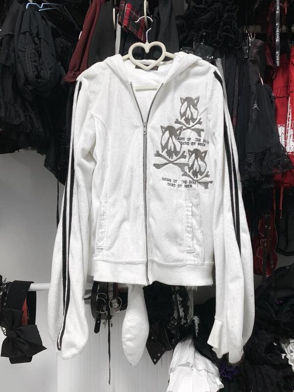 Trendy Subculture Color-Block Striped Skull Raccoon Embroidery Tracksuit for Women Early Autumn Design Striped Pendant Jacket