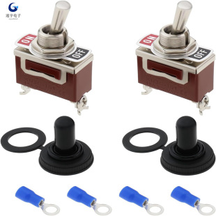 12MM Toggle Switch KN3-101 2-foot 2-gear Copper-foot Rocker Toggle Switch with Waterproof Cap Car Change