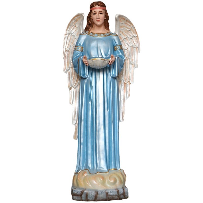 160cm Ángel Piscina Ornamento Mirando Estatuas de vidrio FRP Decoración de la Iglesia