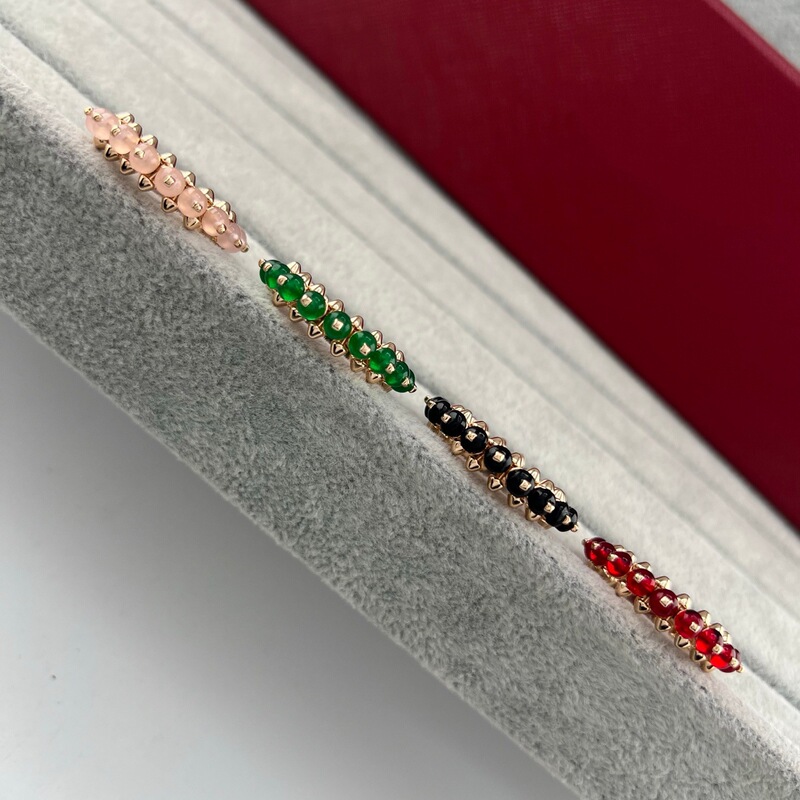 New Style Rivet Colorful Stone Ring for Women, Niche Fashion Design, Colorful Single-Row Round Bead Bullet Head Ring, Direct Sales from the Manufacturer