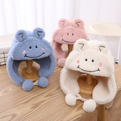 Sets of headgear CUHK Cartoon Frog lovely Lei Feng cap children Plush Hat Boy Autumn and winter keep warm Cashmere