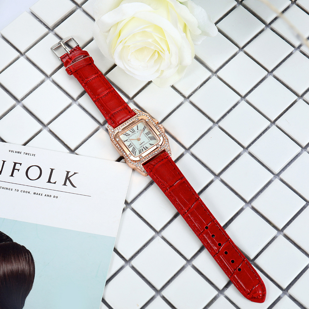 Internet Red fashion diamond ladies belt watch women's quartz watch manufacturers wholesale Women's Watch card to small square watch_voghion.com