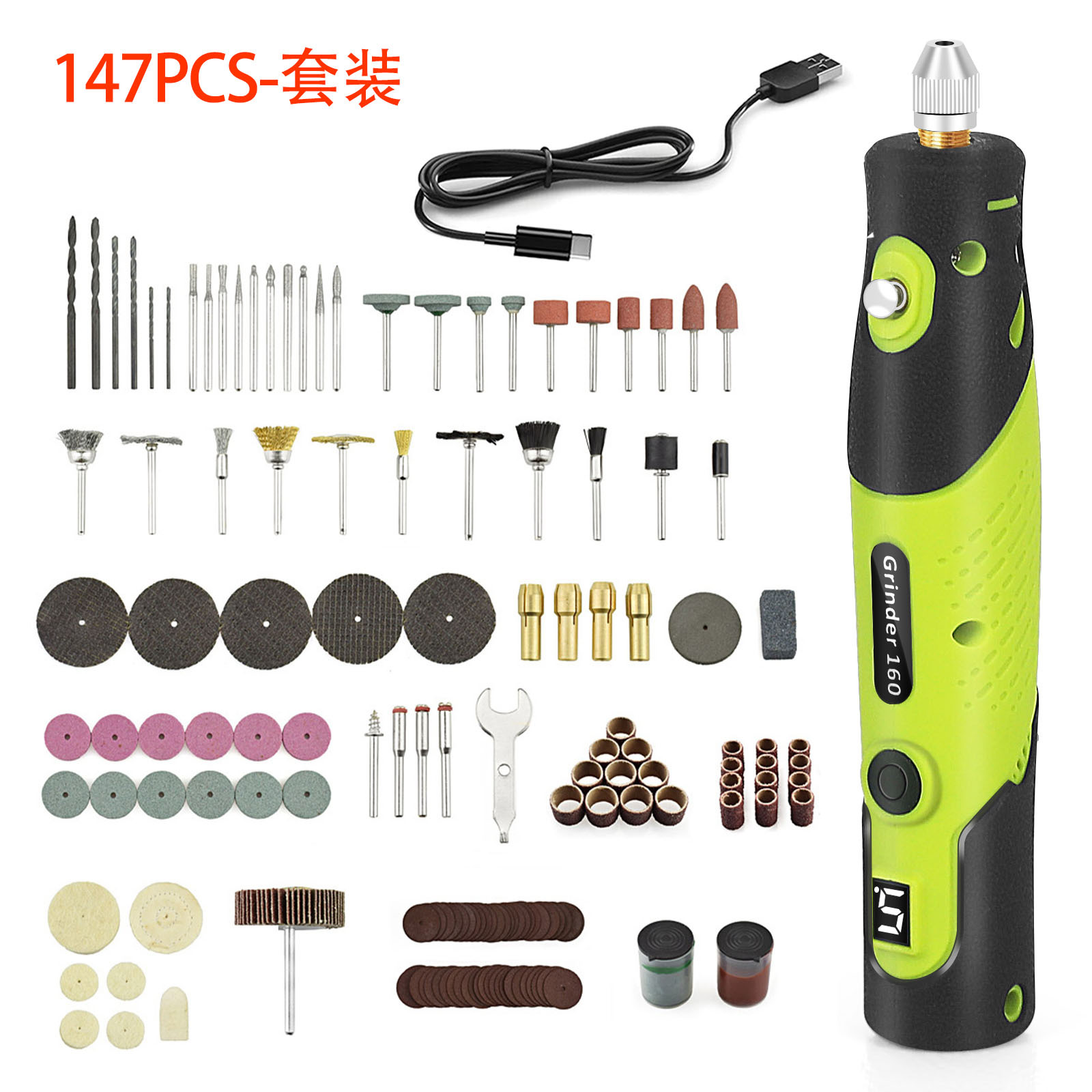Mini amoladora eléctrica, pequeña amoladora de mano, talla de madera de jade, pulido eléctrico, bolígrafo de grabado, juego de caja de herramientas de taladro eléctrico