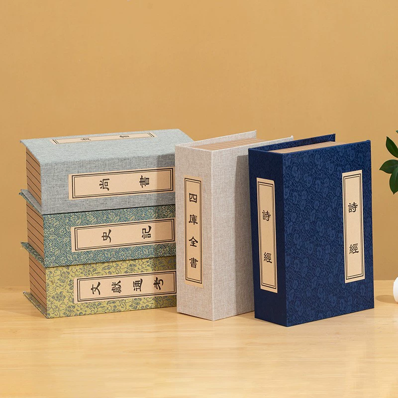 Новое китайское стиль льняной классический фальшивый книжный орнамент античная линия книжный шкаф мягкое оформление образцовая комната реквизит книги-симуляция украшение